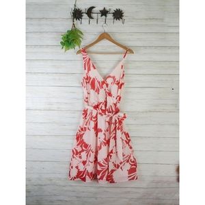 Club Monaco Nahala Red Floral Fit and Flare Dress